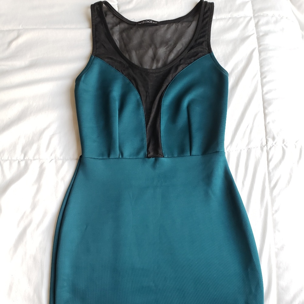Jade colored form fitting dress